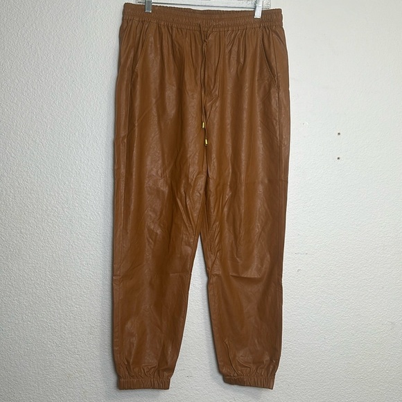 Tyler Boe Women’s Size Large Tan Faux Leather Pull On Joggers - Picture 2 of 12